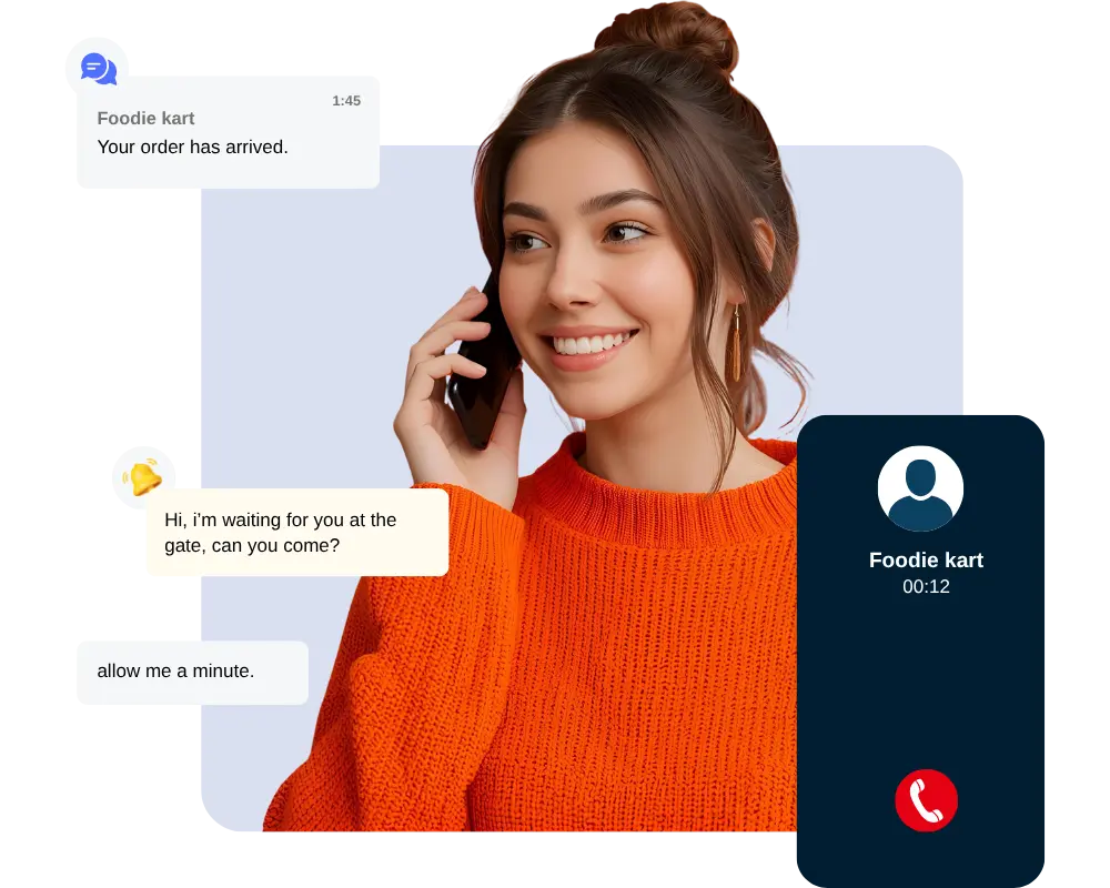 Customer support agent with a headset communicating effectively